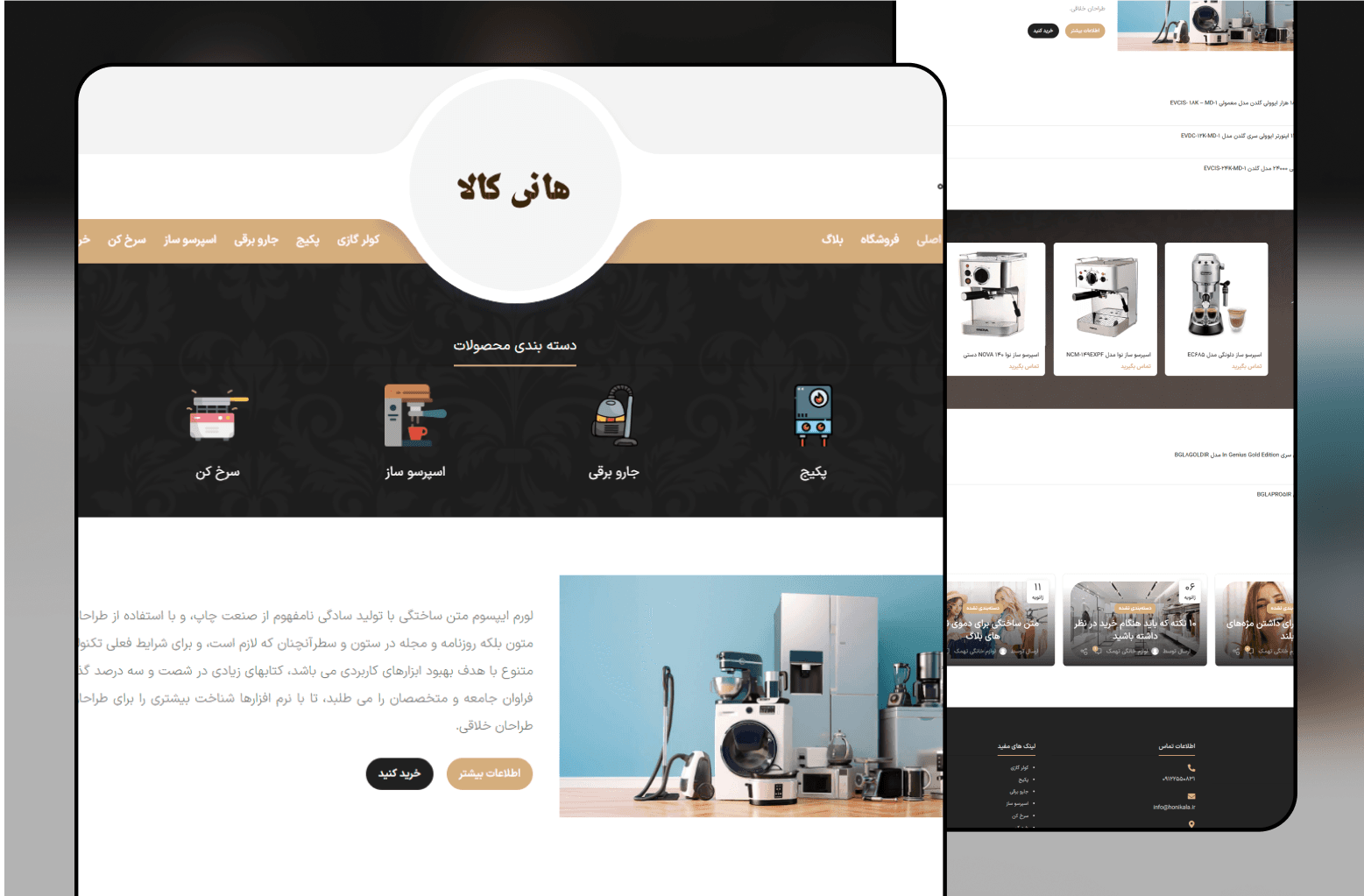 بنر سایت فروشگاهی هانی کالا